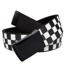Build A Belt 1.25" Wide Black Flip Top Buckle with Canvas Web Belt (Boys Large Checkered)