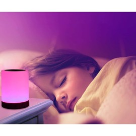 UNIFUN Night Light, Touch Lamp for Bedrooms Living Room Portable Table Bedside Lamps with Rechargeable Internal Battery Dimmable 2800K-3100K Warm White Light & Color Changing RGB (Regular Size)…