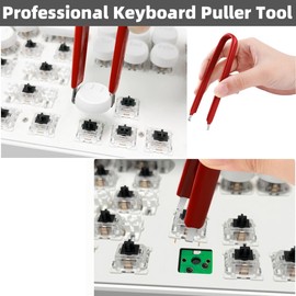 KOMITASUI Keycap Puller, Stainless Steel Key Remover for Replacement Mechanical Gaming Keyboard Switches with Cleaning Brush