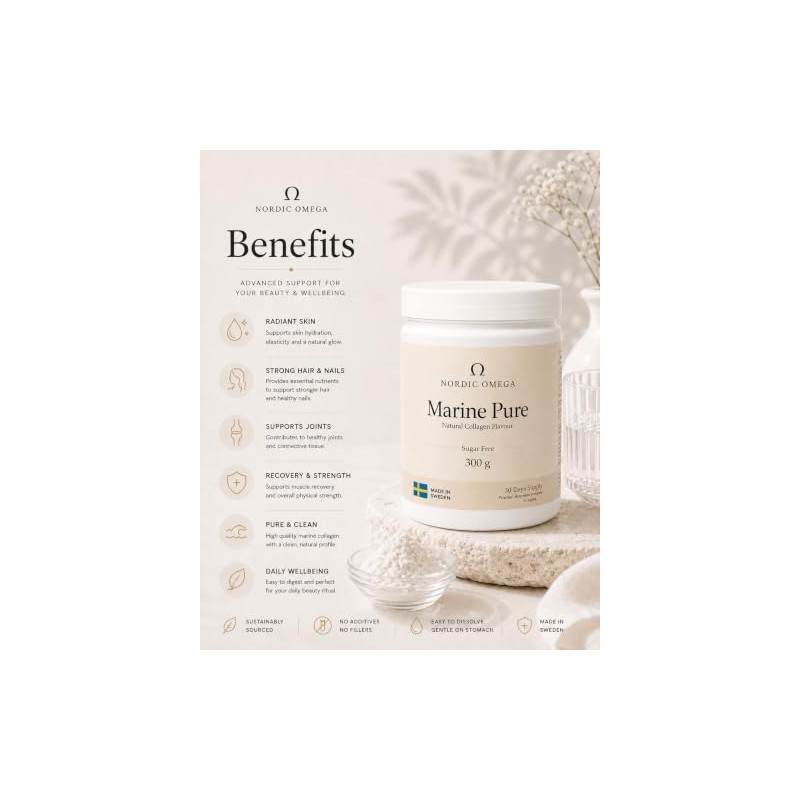 Marine Collagen Powder, Marine Pure, Natural Collagen Flavour, Sugar Free,