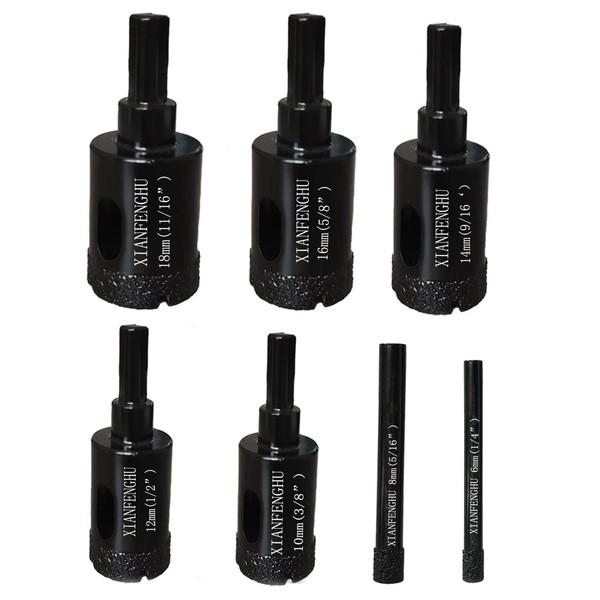 Diamond Hole Saw Kit 7PCS, Tile Hole Saw Kit, 1/4"