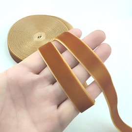 YOOGCORETT 5 Yards Vintage Khaki Brown Velvet Ribbon Christmas Ribbons for Christmas Gifts Wrapping, DIY Craft, Hair Bows Making, Home Party Wedding Decor 5/8"Inch