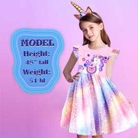 VIKITA Little Girls Summer Dresses Sleeveless White Horse Pink Sequins Party Dress for Kids Birthday Gift 3-8 Years SH4854, 6T