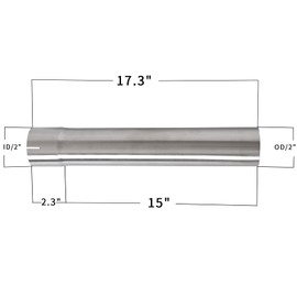 2 Inch Exhaust Pipe T304 Stainless Steel Exhaust Tubing (SS Tubo),Tailpipe 2" OD-to- Two ID Adapter Length 17.3"Straight Tubing, Flared & Slotted End, Polished Finish,Universal Connector Tubo