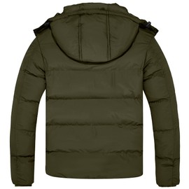 FARVALUE Mens Winter Coats Warm Puffer Jacket Thicken Winter Parka Padded Outwear with Hood Army Green Large