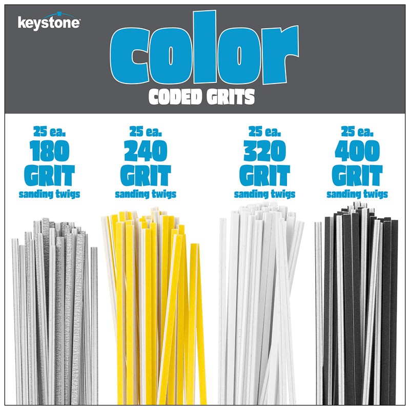 Keystone 100 Fine Sanding Twig Assortment Pack with 4 Different