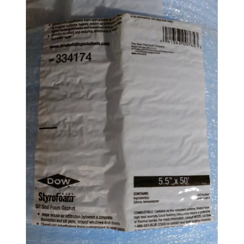 Dow Styrofoam Sill Plate Seal Foam Gasket 5.5" wide x