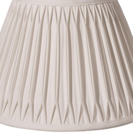 Slant Transitional Bell Double Smocked Pleat Shantung Lampshade, Cream (Washable Fitter)