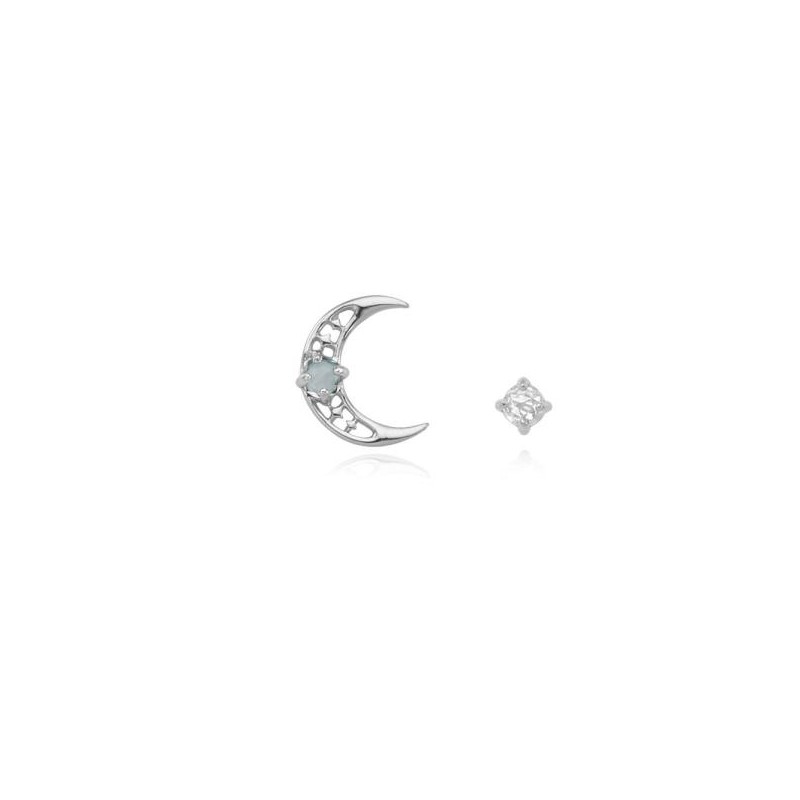 [Custom Made] Taurus Dear Moon Emerald Unbalanced Constellation Earrings OTE120614B