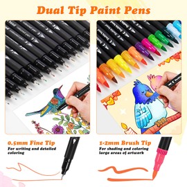120 Colors Dual Tip Art Markers Pen for Adult Coloring Books No Bleeding, Artists Fine & Brush Tip Drawing Markers Pens for School, Journaling Painting Calligraphy Lettering Supplies for Adults Kids