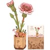 ROWOOD 3D Puzzle Pink Carnation, DIY Wooden Flower, Model Kits