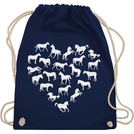 Shirtracer - Gym Bag Backpack - Horses - Bags - Horse Heart, 04 Navy Blue