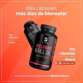 B Life Aceite de Krill | 170 cápsulas | 1000 mg de (EPA y DHA) con Astaxantina y Fosfolípidos | Icelandic Krill Oil.