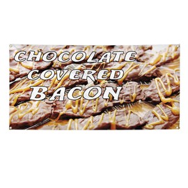 Vinyl Banner Multiple Sizes Chocolate Covered Bacon B Restaurant & Food Outdoor Weatherproof Industrial Yard Signs Brown 8 Grommets 48x96Inches