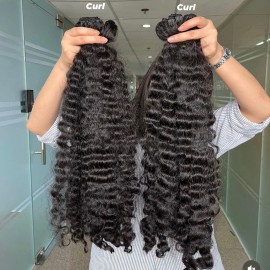 Unprocessed Single Donor Hair Bundles Cuticle Aligned Curly Bundles Human Hair Cambodian Clip in Hairstyle: raw hair, color: 1 pcs burmese curly, Stretched Length: 22"