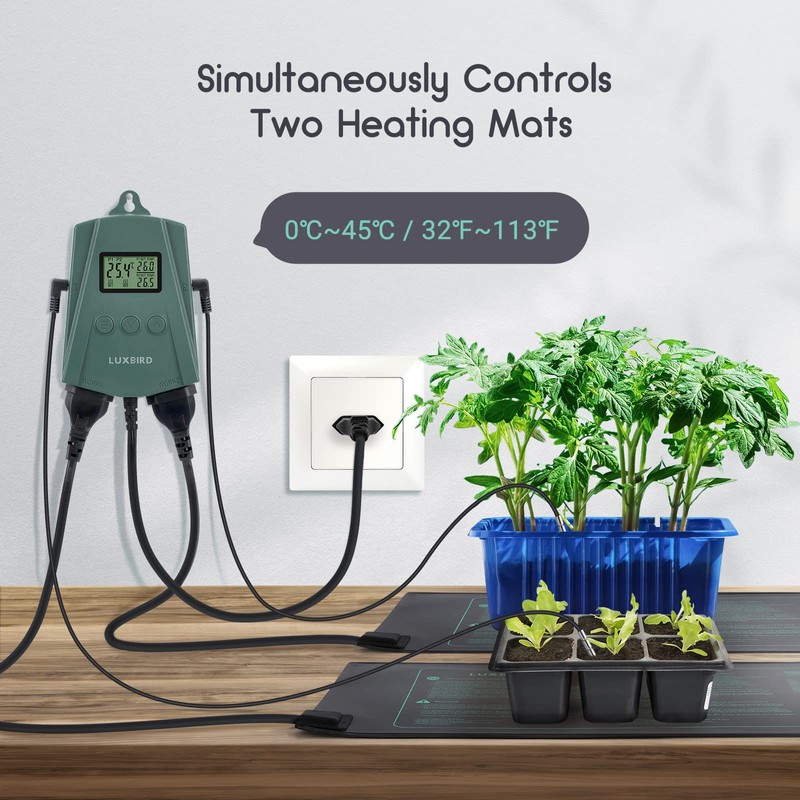 Luxbird Seedling Heating Mat with Thermostat Controller, IP67 Waterproof, 10
