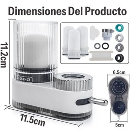 CJGQ Filtro de Agua para Casa, Cartucho Reutilizable Lavable, Purificador de 7 Etapas con Doble Modo (Filtrada/Original), Elimina Cloro y Metales Pesa