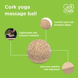 Go4Cork Cork Yoga Massage Ball,Cork Yoga Sphere,Therapy Ball,Relieve Stress, Pain and Improve Circulation and Joint Movement, Moisture Resistant, Non-Slip, 2.36" diameter, (Natural Cork)