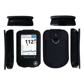 Fitted Leather Case W/Screen Protector & Pocket (Lanyard Included) for Freestyle Libre 3, Freestyle Libre 2 (Hot Pink)