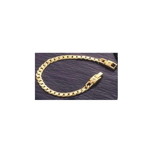 Christian Michel Ultra Thin 8 Sided Cut Curb Germania Magnetic Bracelet (L, Gold)