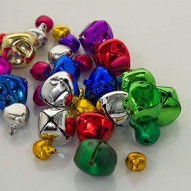 300PCS/Box Colorful Jingle Bells，Small Mini Bells Metal Bells DIY Craft with Storage Box in 5 Colors for Christmas, Festival Party Decorations and Jewelry Making