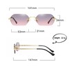WDZAYXC Retro Rimless Sunglasses for Women Men Hexagonal Sunglasses, Gold/Grey