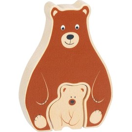 goki 57332 Wooden Standing Puzzle Bear - Educational Toy, Promotes Creativity, Skill, Concentration and Imagination, Set of 2, from 1 Year, Brown and Beige