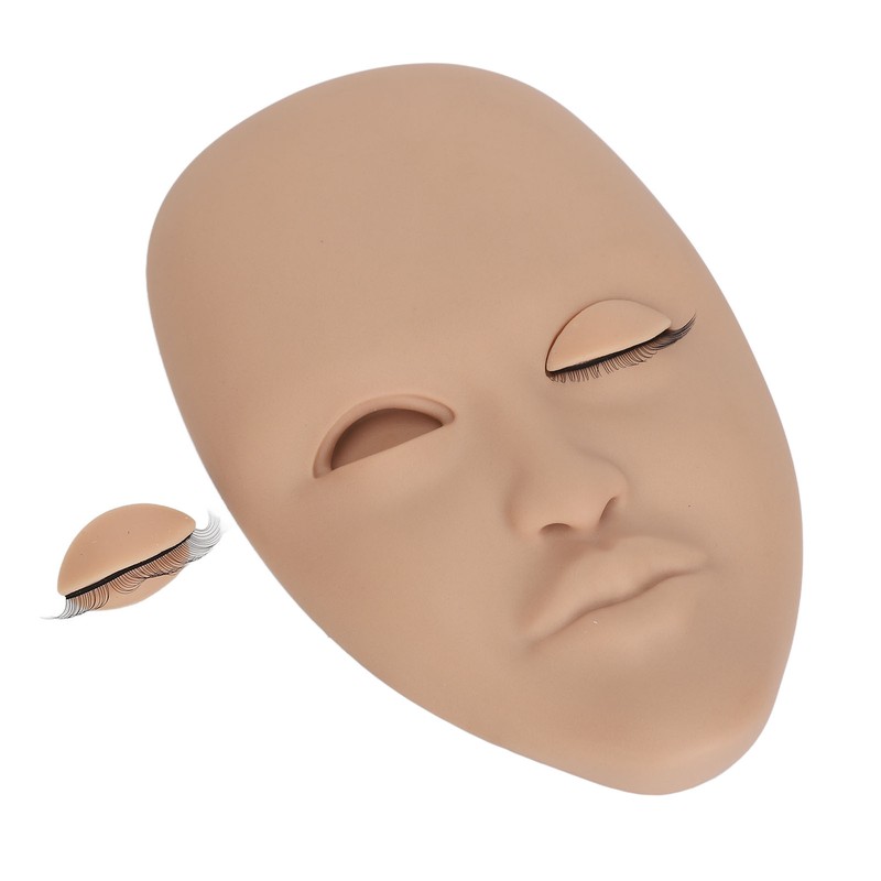 Eyelash Extension Mannequin Head with 6 Pair Replacement Eyelids Soft