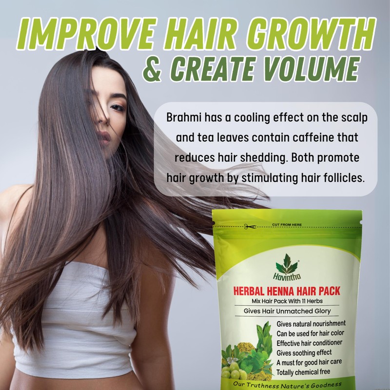 Havintha Natural Herbal Henna Hair Pack 11 Herbs Mix Mehandi
