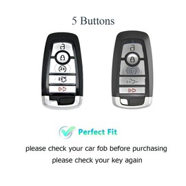 WTSHOPME Key Fob Cover Compatible with Ford Edge Bronco Explorer Expedition Ranger Escape Maverick F150 F250 F350 Smart Key