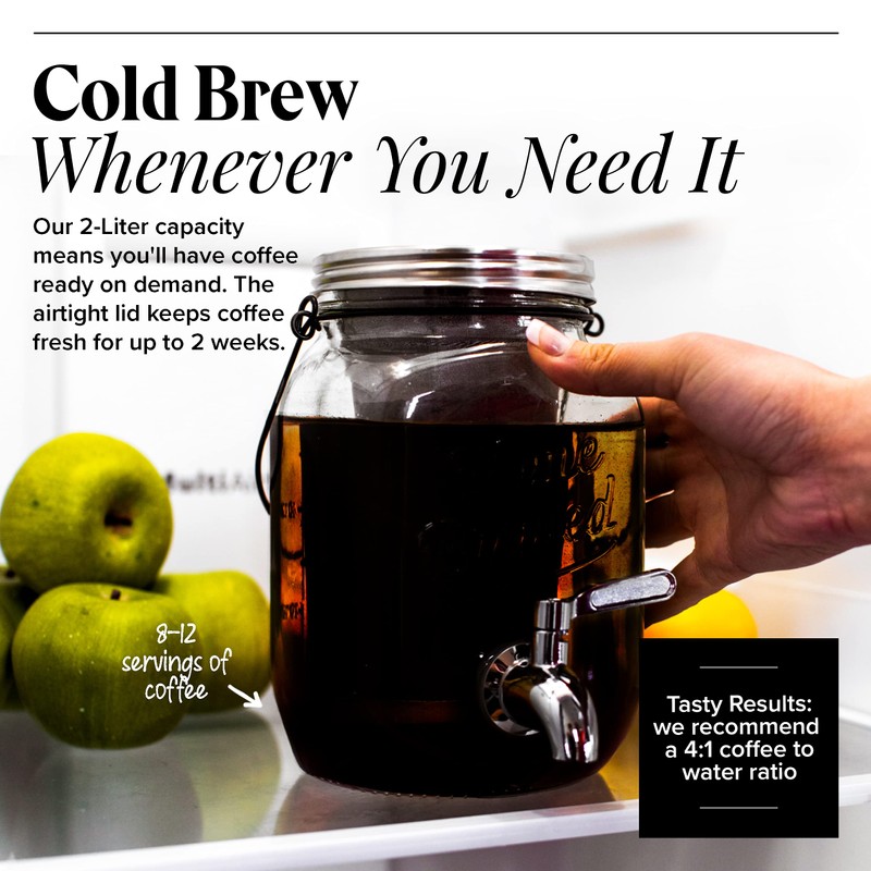 Willow & Everett Cold Brew Coffee & Iced-Tea Maker Pitcher,