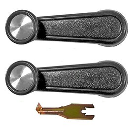 Brock Replacement 3 Pc Set Black w/Chrome Manual Window Cranks & Handle Clip Removal Tool Compatible with Pickup Van 6926012010