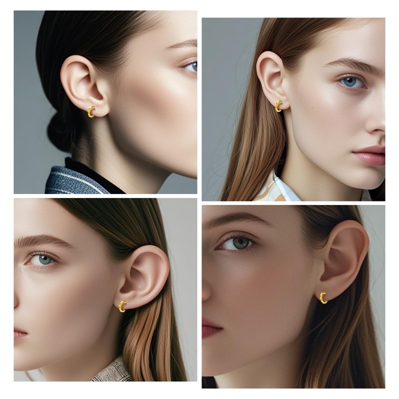 316 Stainless Steel Huggie Hoop Earrings, 10mm/12mm, Hypoallergenic (Gold, 10mm