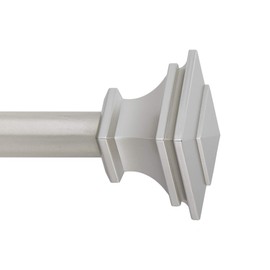 Nickel Curtain Rod, 36"-72" Adjustable Rod, Quick Easy Installation, No Tools Option, 1" Diameter, Durable Steel Construction, Supports Heavy Fabrics, Decorative Square Finial, 3 Brackets Included