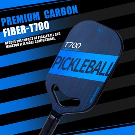 6.0 Pickleball Paddles, T700 Carbon Fiber Pickleball Paddle,16MM Polypropylene Honeycomb Core, Air Open Throat, Enhanced Spin & Control, Edgeless Design