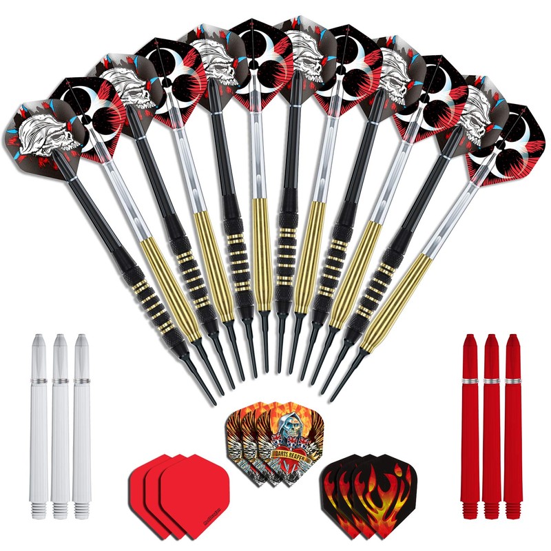 RED Dragon 12 Piece Brass Softip Darts Set - Includes