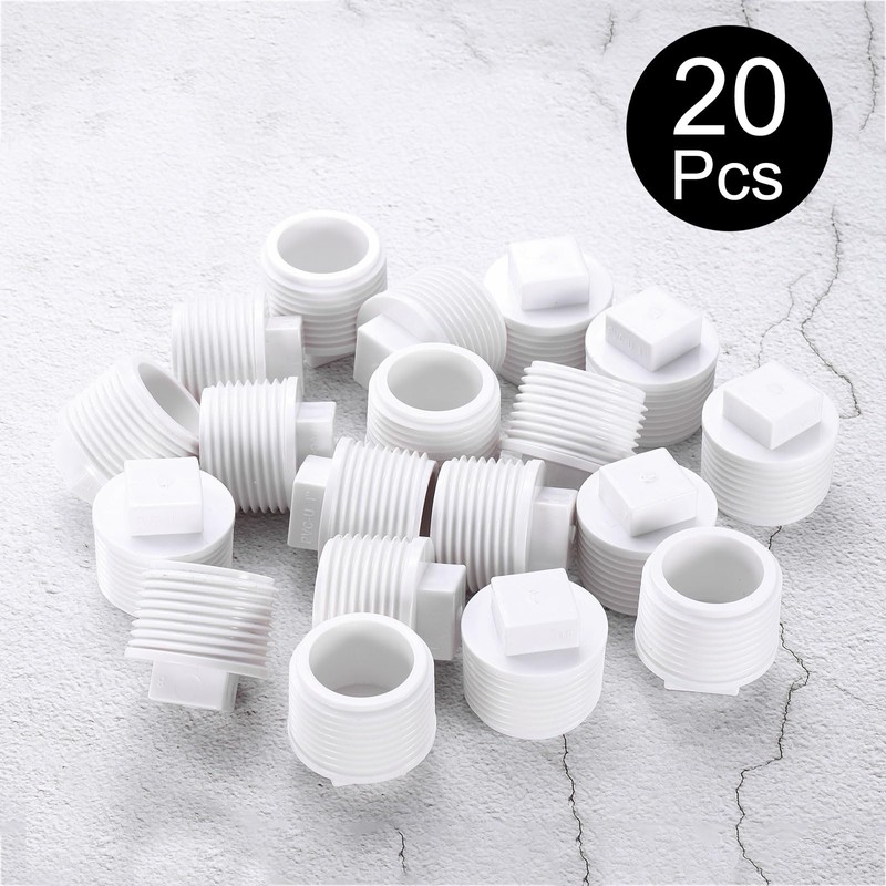 sourcing map 20 Pcs PVC Pipe Male Thread Plug 1"