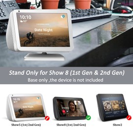 Miimall Compatible with Echo Show 8 2nd Gen Echo Show 8 1st Gen Adjustable Stand, Swivel & Tilt, Rotatable Magnetic Anti-Slip Holder/Base/Stand for Echo Show 8 Accessories-White