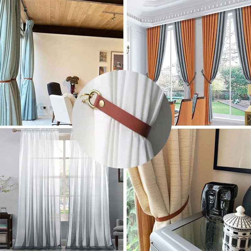 Leather Curtain Tie Backs - 2Pcs glrovazas Curtain Rod Holder