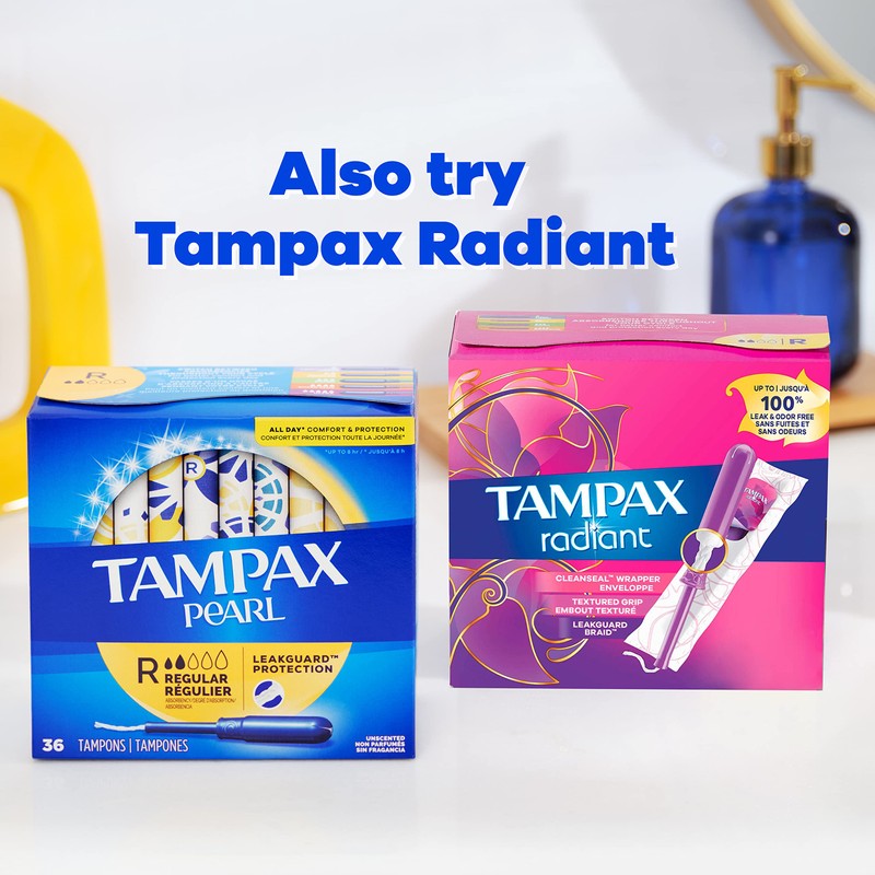 Tampax Pearl Plastic Tampons, Light/Regular/Super Absorbency Multipack, 188 Count, Unscented