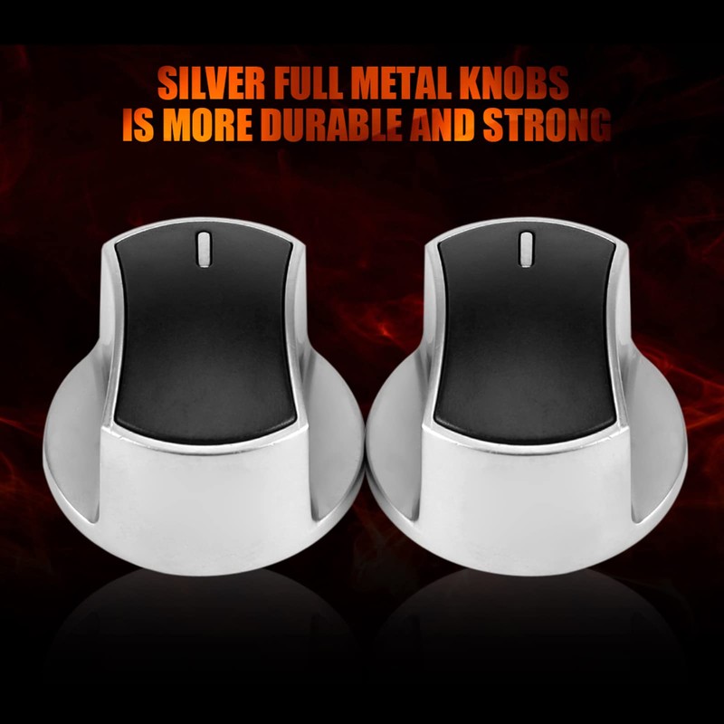 2 Pack Universal Gas Hob Knobs Replacement Metal Rotary Switch