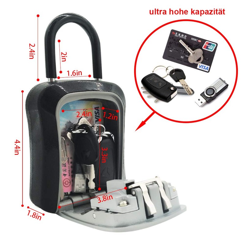 WLZP Key Safe, Key Safe with 4-Digit Combination Code, Wall