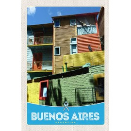 AGDeko® Blechschild 18x12 cm Buenos Aires Argentinien Häuser zum Aufhängen oder Stellen Raum Dekoration