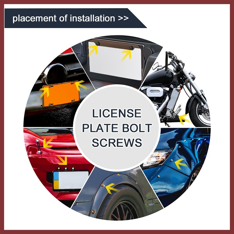 HEROFFIX 4pcs Rose Red 6mm Thread Diameter Motorcycle License Plate