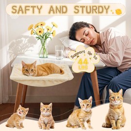 Erinnyees Cat Desk Bed, Cat Hammock for Desk, Washable Soft Plush Pet Mat, Supporting up to 44 Pounds, Nest Bed, Modern Pet Furniture Suitable for Home and Office, Square