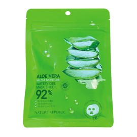 Nature Republic Natural Republic Mild & Moisture Aloe Gel Sheet Mask, Pack of 5, 85mL Sunburn Care, Gel Mask, Vegan Cosmetics