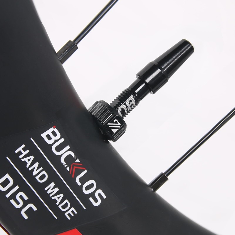 BUCKLOS Tubeless Presta Valve Stem Kit, Black, Aluminum, Universal Fit,