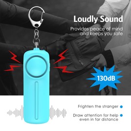 Upgraded Safe Sound Personal Alarm 4 Pcs Set, Safety Keychain Accessories for Women, Self Defense Keychain Set with Personal Alarm, BLUE