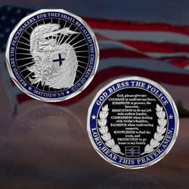 IELCJJ 5Pcs Saint Michael Police Challenge Coin, St Michael Police Officers Prayer Coin Thin Blue Line Law Enforcement Coins God Bless The Police Prayer Coin Commemoration Gift