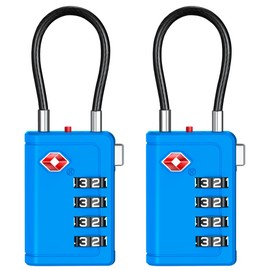 Puroma TSA Approved Luggage Travel Locks with Open Alert Indicator, 4 Digit Combination Resettable Code Zinc Alloy Lock for Suitcase, Backpack, Bag, Toolbox, Locker (2 Pack, Blue)